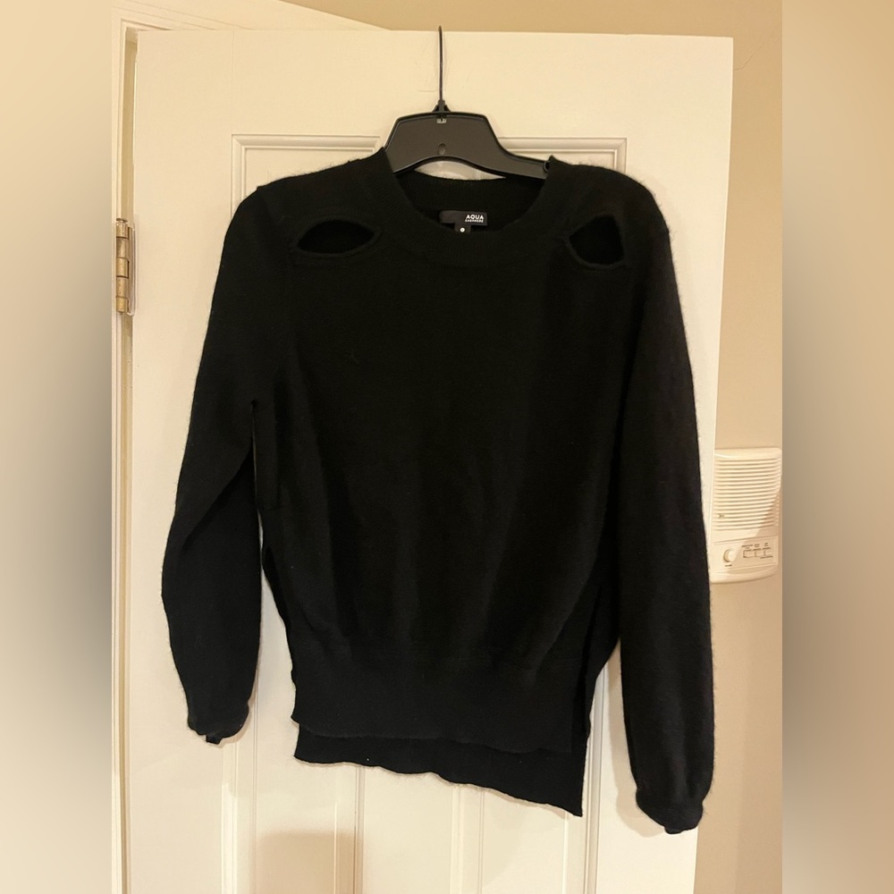 Aqua 100% Cashmere Sweater with cut out design